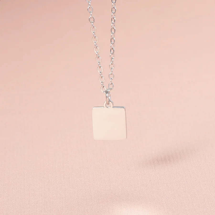 10pcs lot Square size 10x10mm Small Pendant 304 stainless steel women fashion necklace 250519