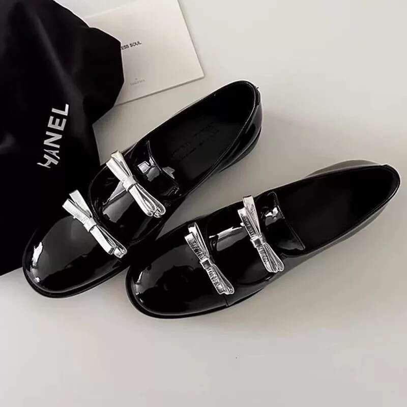 Genuine Korean Style Niche Design Double Strap Bowknot Deep Mouth Loafers Women's Small Leather Autumn Winter New Versatile Single Shoes
