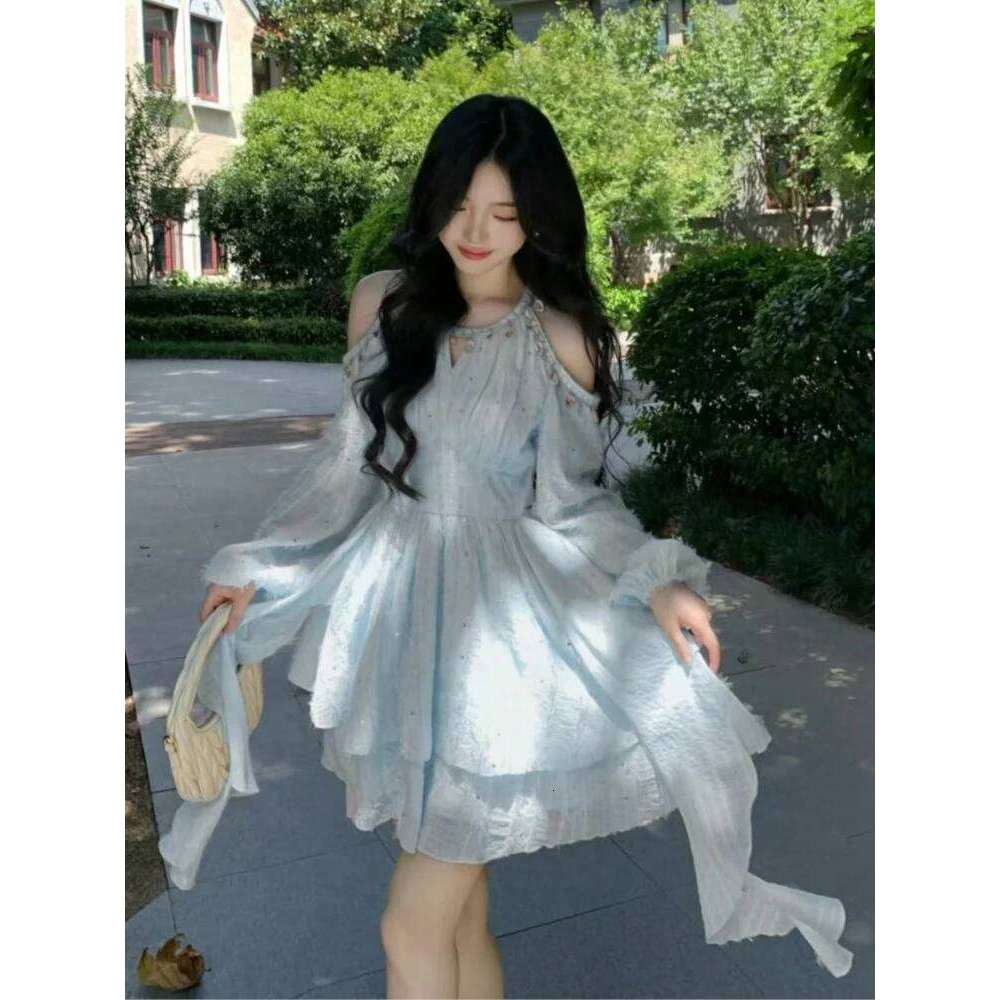 Fashion New Princess Short Dresses For Women Long Sleeve Casual Ruffles A-Line Elegant Chic Vestidos Female Vintage Clothes