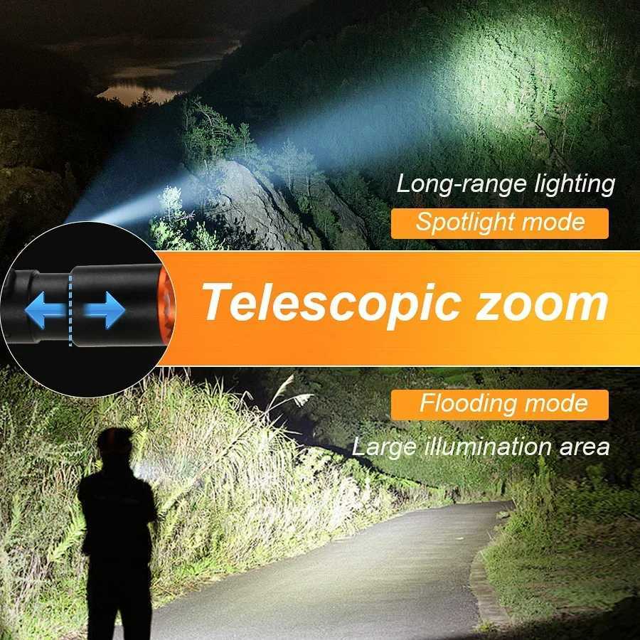 Powerful 2000LM Mini Flashlight USB Charging Zoom Flashlight with Clip Magnetic Pocket Torch for Camping Hiking Emergency LightXJ250529