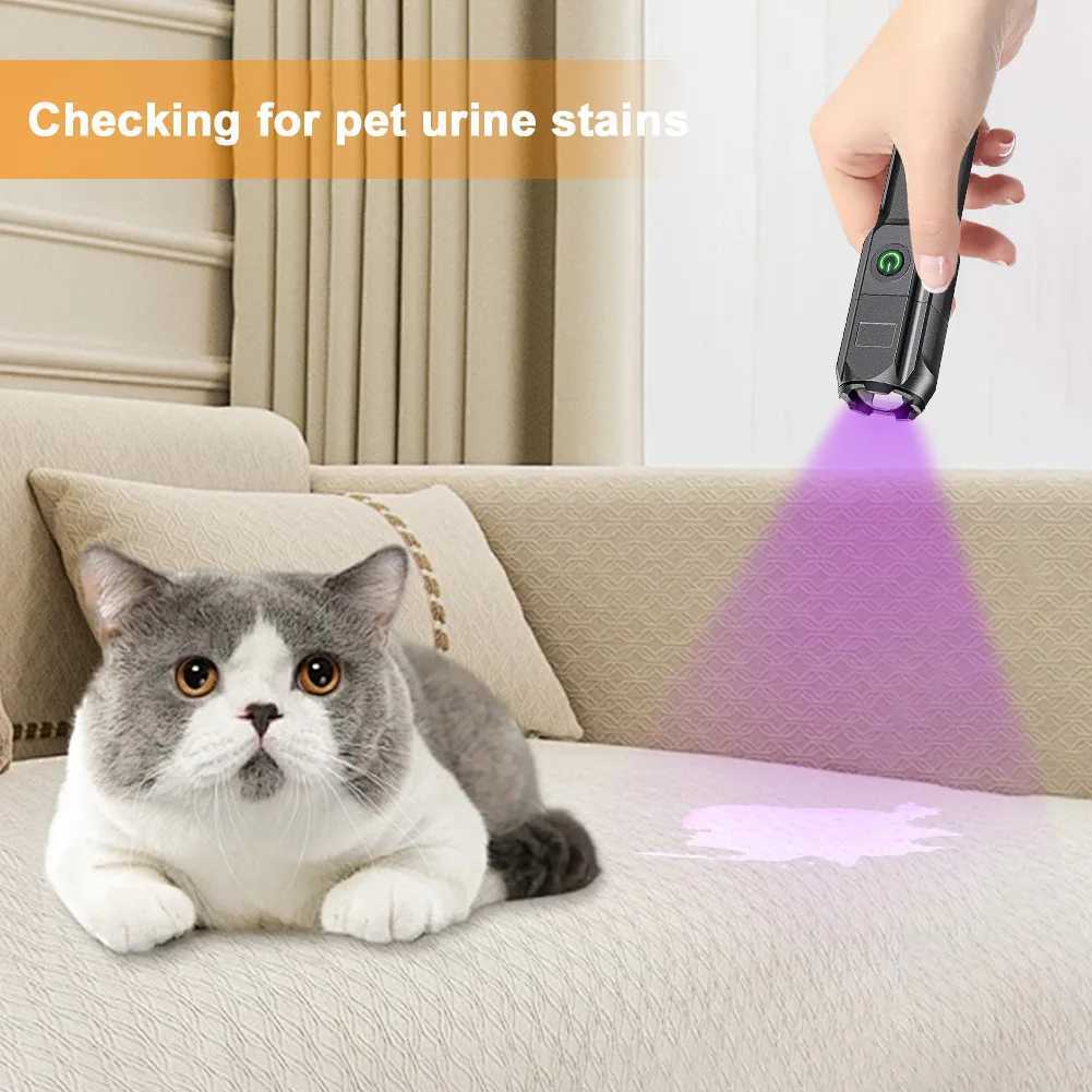 395nm Blacklight Flashlight USB Rechargeable Ultraviolet Blacklight Portable Torch Light for Pet Urine Detection Resin Curing XJ250529