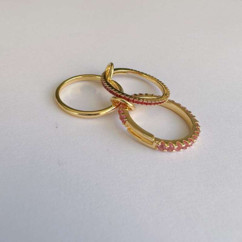 Korean Style Fashion Four-Piece Set Full Diamond Mirror Ring Ins Internet Celebrity Trendy Jewelry for Women