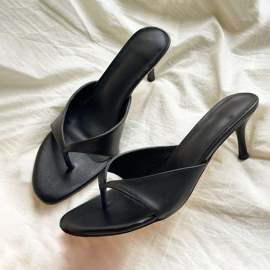 Cowhide Version ~ French Style Elegant Thin Toe Clip for Women Outdoor 2025 Summer New High Heel Sandals