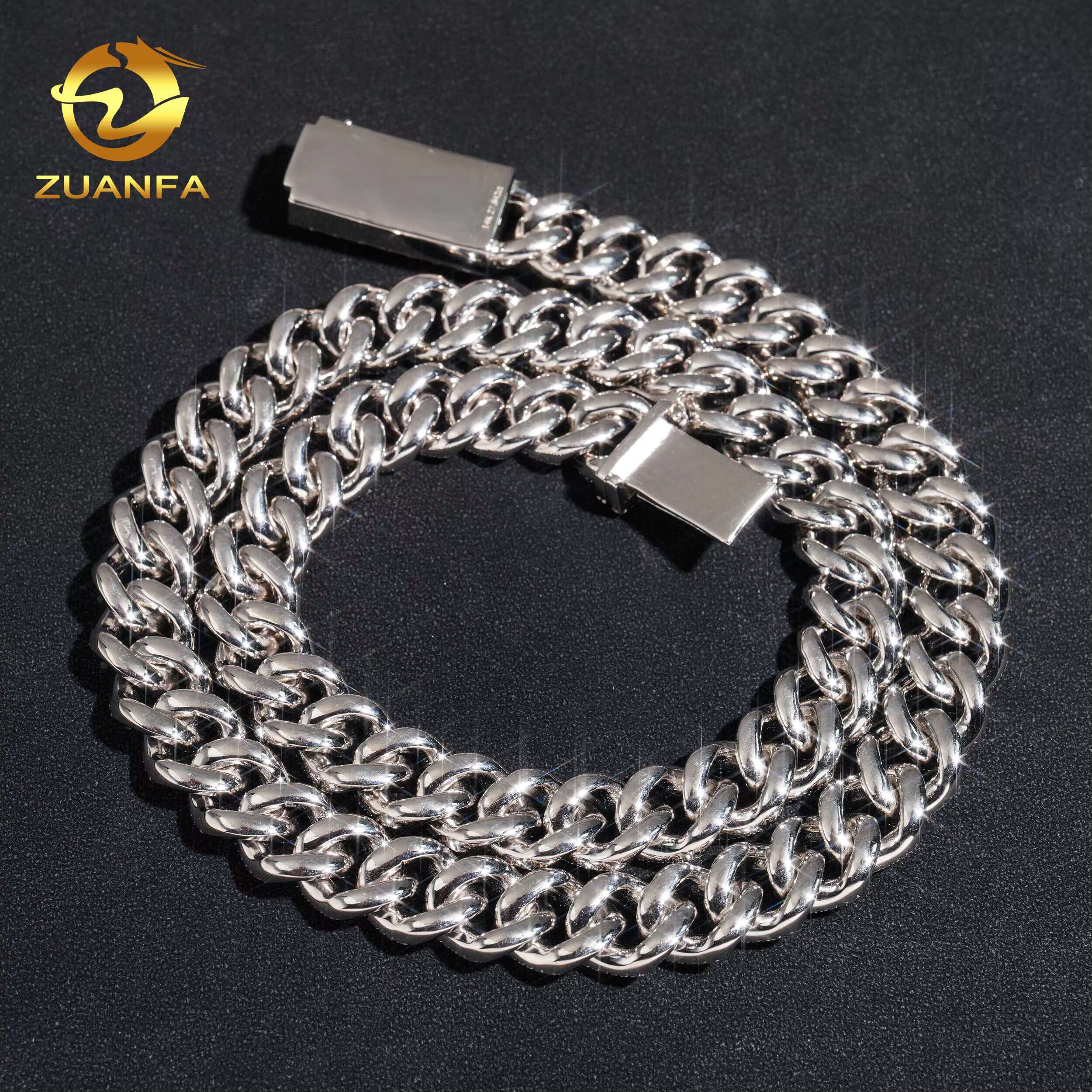 Custom Jewelry GRA Certificate Passed Diamond Tester 16mm Moon Shape Vvs Moissanite Cuban Link Chain Rapper Hip Hop Necklace