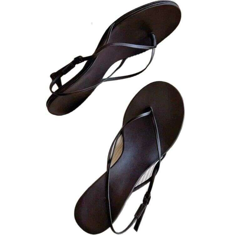 Cowhide Version ~ French Style One-Strap Toe Post Roman Sandals for Women 2025 New Summer Elegant Thin High Heel Slippers
