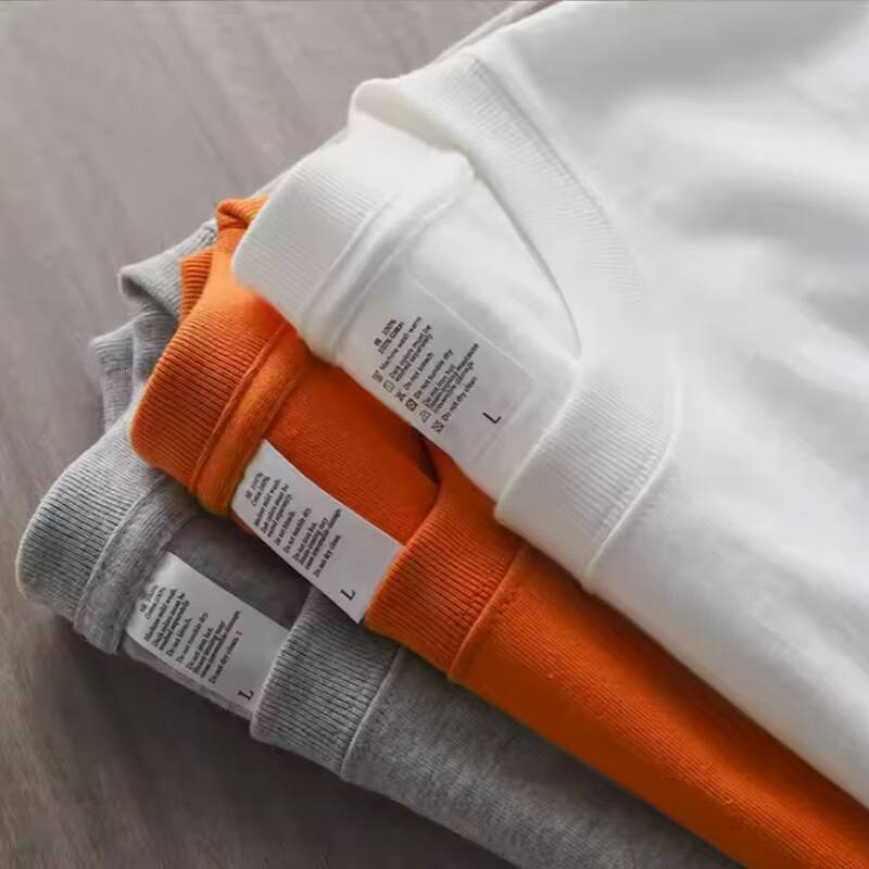 100% Cotton Men's T-Shirt High-Quality Short Sleeve Loose Fit Embroidered Mesh Print Knitwear Solid Color