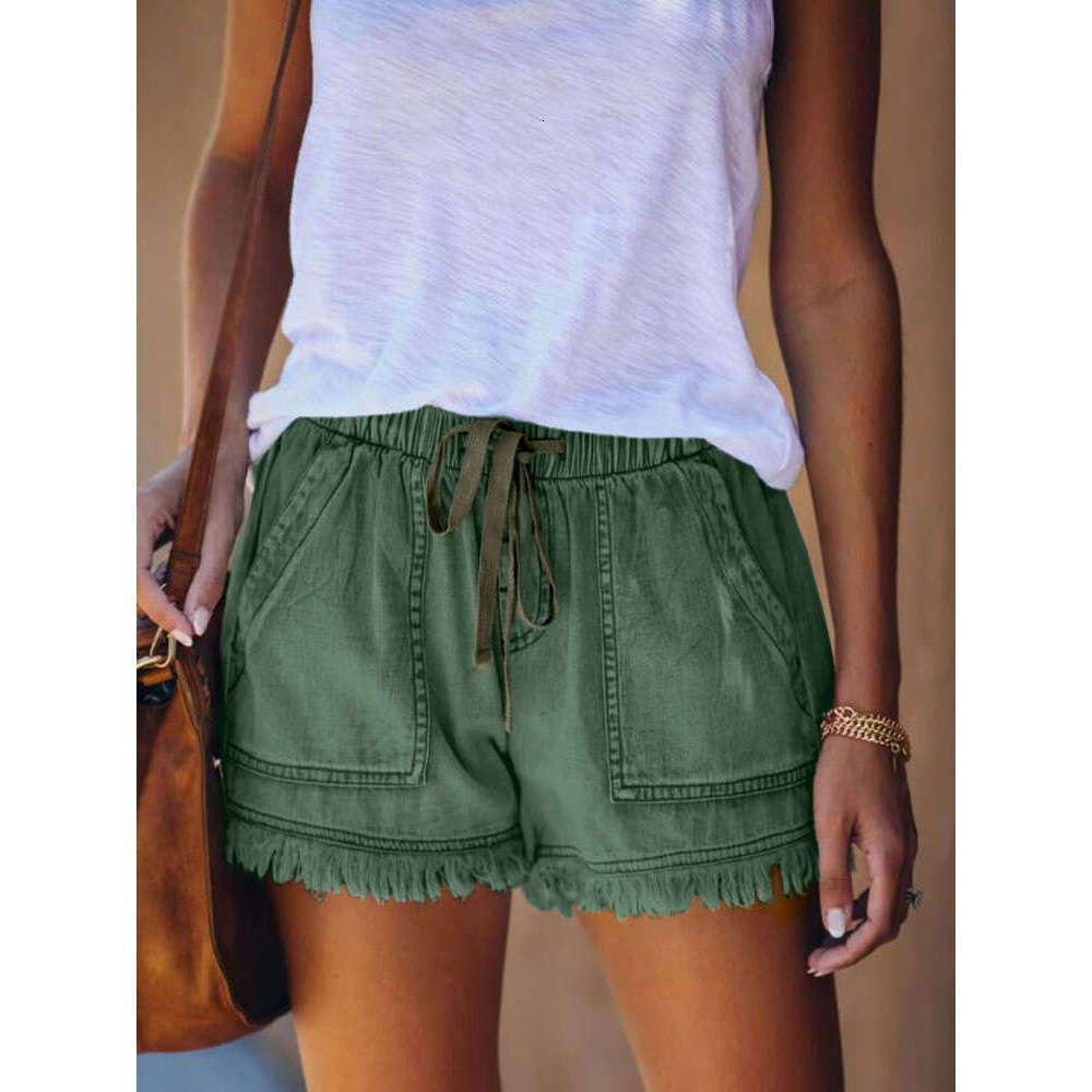 Shorts Women Denim Shorts Elastic Casual High Waist Slimming Fringe Denim Shorts For Women Jean Shorts