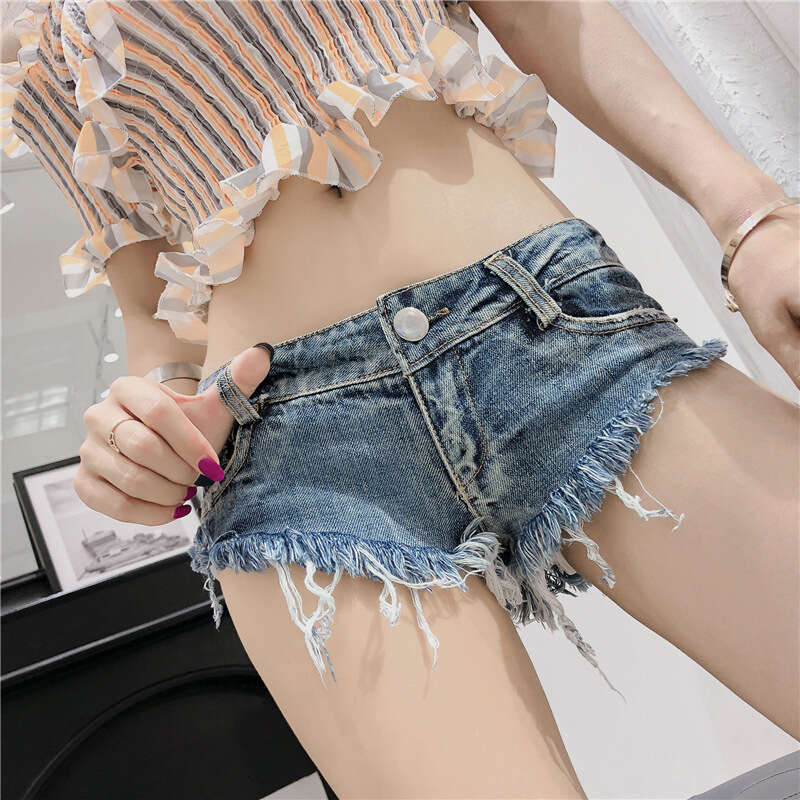Shorts Women Denim Shorts Sexy Ultra Low Waist Denim Shorts Nightclub Internet Celebrity Hot Y K Spicy Girl Style Ripped Frayed Hem Women S Pants Jean
