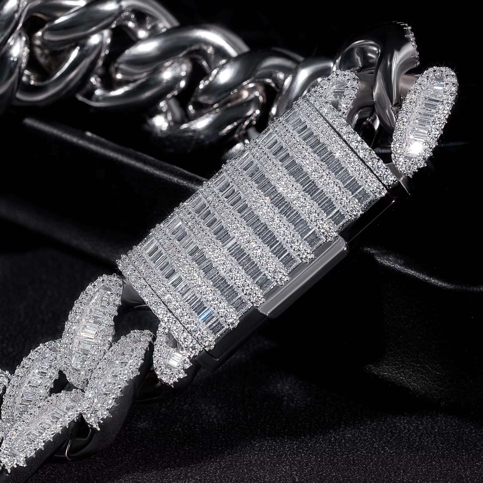 18mm 3 Rows Diamond Heavy 925 Sterling Silver Hip Hop Chain Iced Out Moissanite Cuban Link Chain Necklace with Certificate