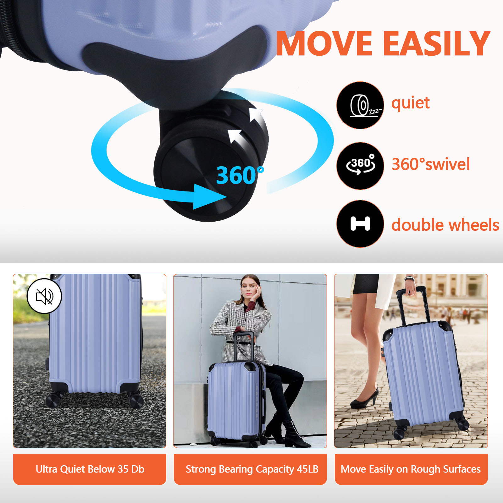 24" Expandable Carry-On Suitcase with TSA Lock - ABS Luggage w/Corner Protectors for Business Travel & Vacation, 24 Inch Lightweight Spinner Lugg