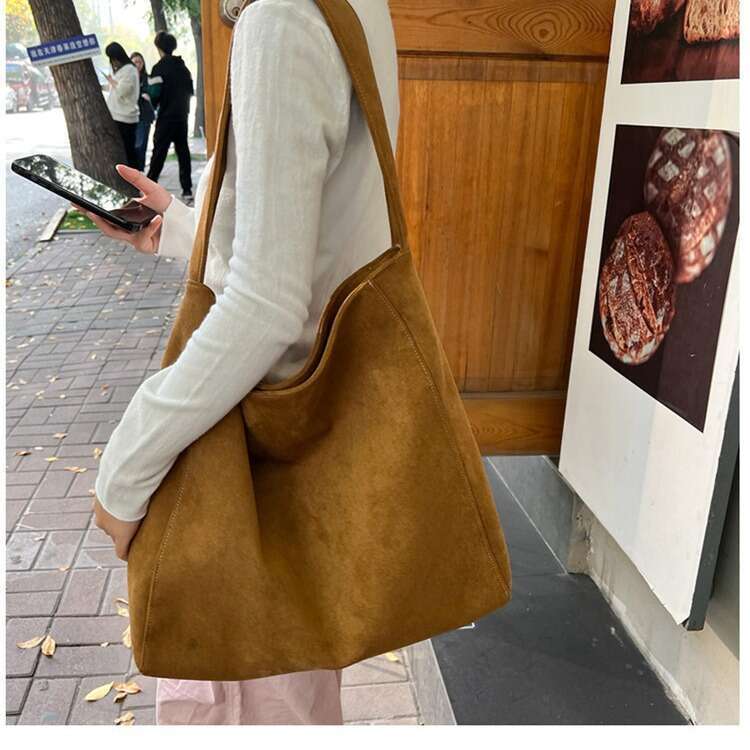 Summer New Versatile Commuter Tote Bag For Women, Woolen Large Capacity Underarm Shoulder Handbag Trendy B5