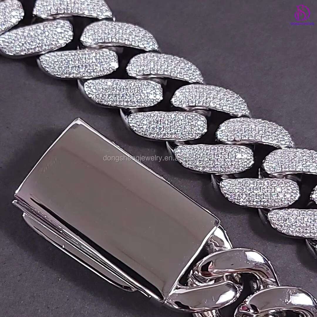 Moissanite Cuban Chain 20mm Ice Out Vvs Diamond Moissanite Fashion Jewelry Necklaces Custom High Quality 925 Silver for Mens