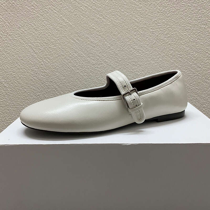 Genuine Leather Shallow Mouth Flat One-Strap Mary Jane for Women Spring Summer Casual Ballet Grandma Shoes