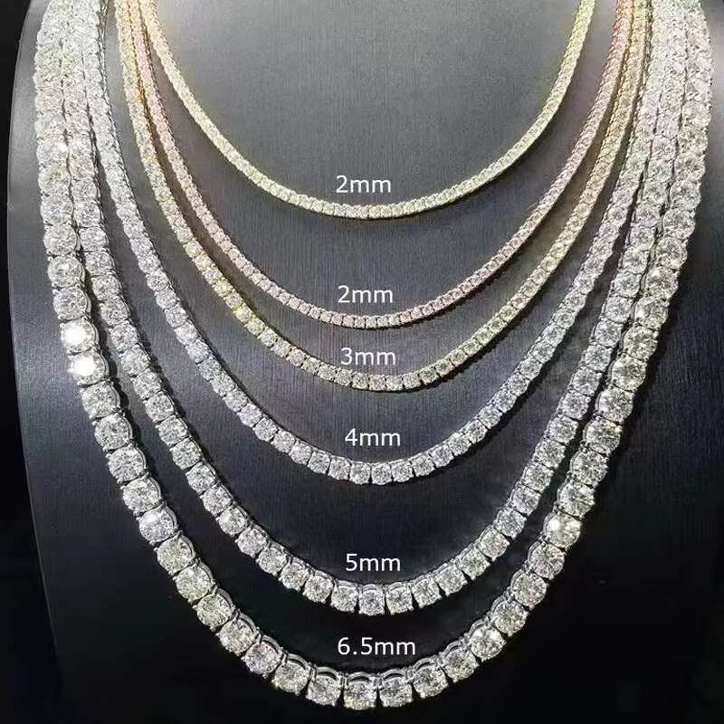 New Round Design 3mm 6.5inch Necklace Hip Hop 925 Sterling Silver Moissanite Bracelet Tennis Chain