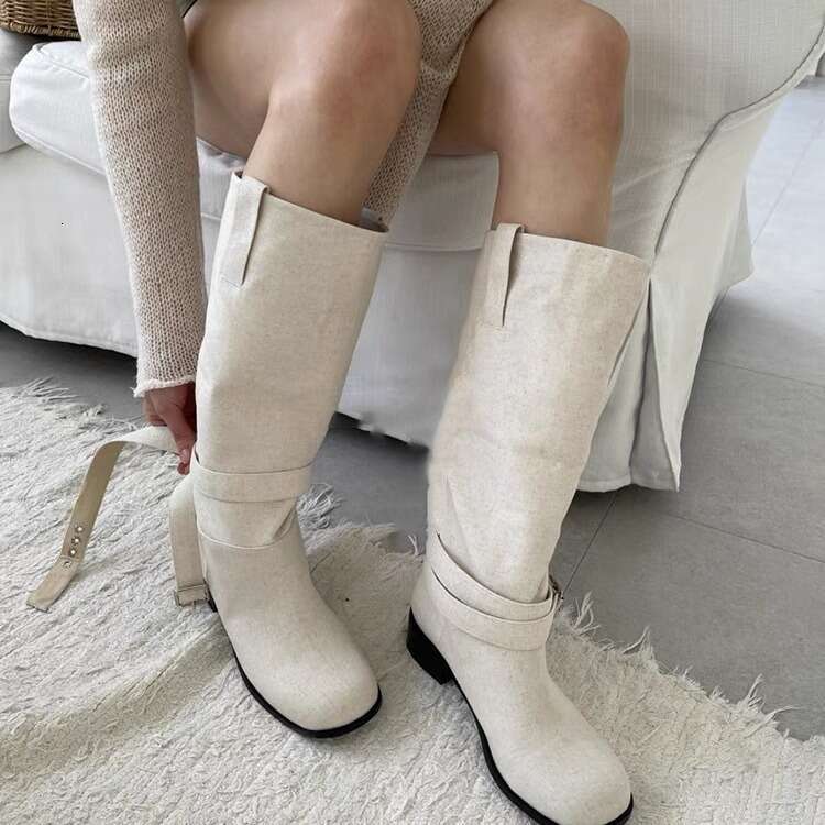 Korean Style Niche Design Turn-up Multiple Wear Fashion Fabric Surface Long Pants Tube Women 2024 Autumn Winter Short Boots