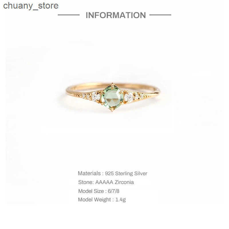 Aide 925 Sterling Silver Fresh Mint Green Zircon Rings For Women Minimalist Crystal Thin Slim Stackable Finger Rings Jewelry z25052988M4