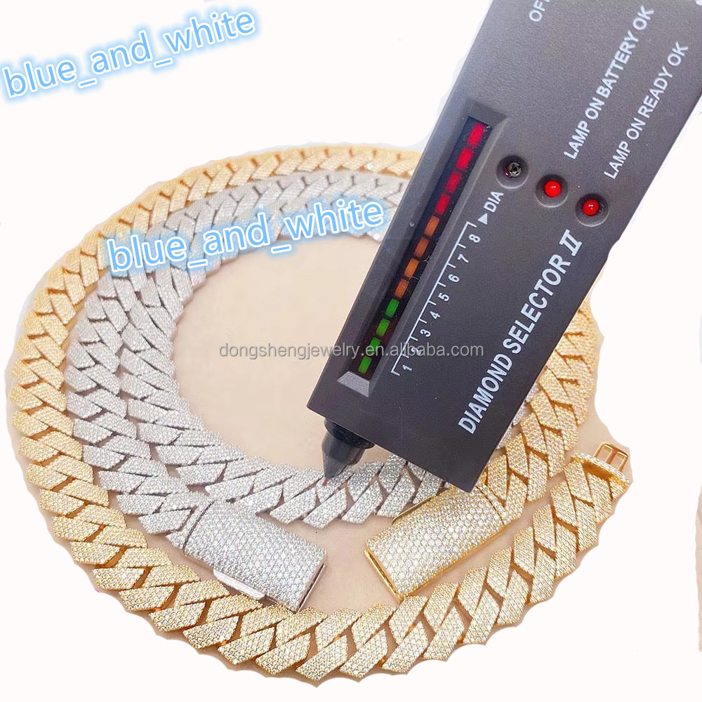 Factory Selling S925 Sterling Silver Jewellery 20mm Pass Diamond Tester Iced Out Hip Hop Vvs1 Moissanite Cuban Chain Necklace