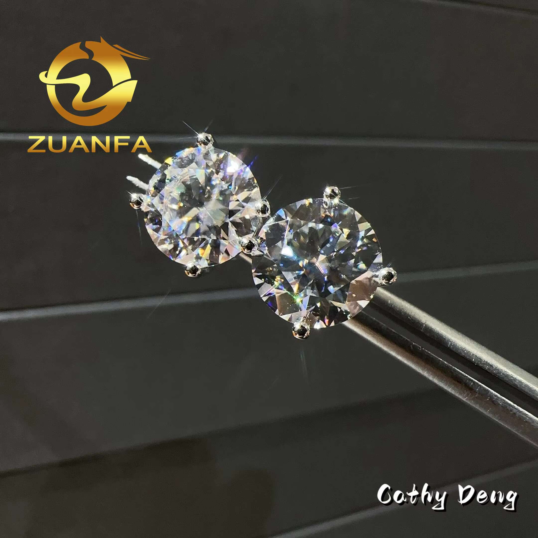 Wholesale D VVS Moissanite Earrings Screw Back Round Cut 4 Prong Stud Earrings 925 Silver Hip Hop Earring for Men and Women
