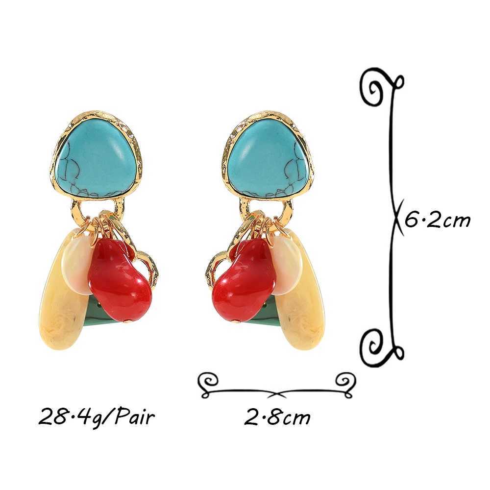 Vintage Colorful Resin Stone Drop Earrings for Women Bohemian rylic Geometric Beads Dangle Earrings Ethnic Style Jewelry L250527