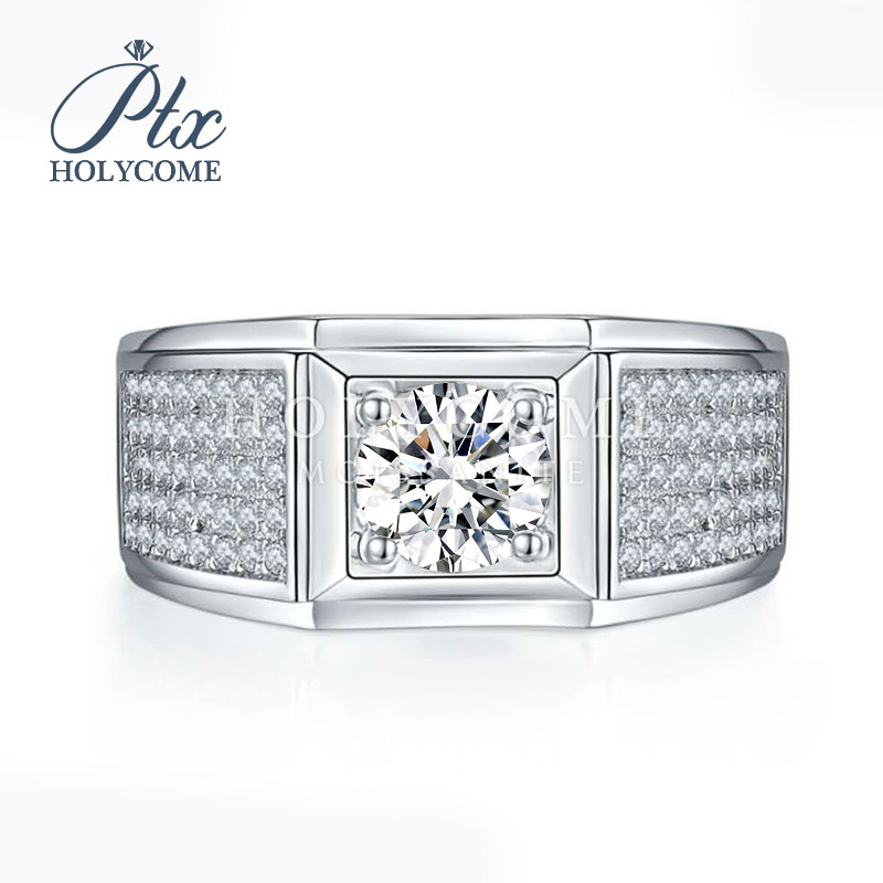 Fine Jewelry Sample Men Couple Ring 14K White Gold Plated Ice Out Vvs Moissanite 925 Sterling Silver Engagement Diamond Rings for Wedding Party