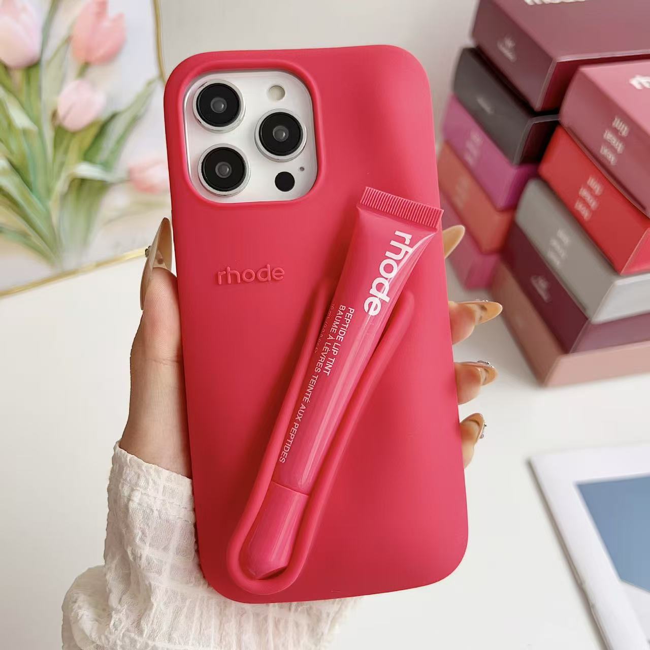 rhodes phone case For iPhone 16 Pro Max case 16 15 Plus 14 Pro 13 12 Luxurys Designer Fashion iphone case Lip Gloss Lipstick Lip Balm 3D Silicone Phon