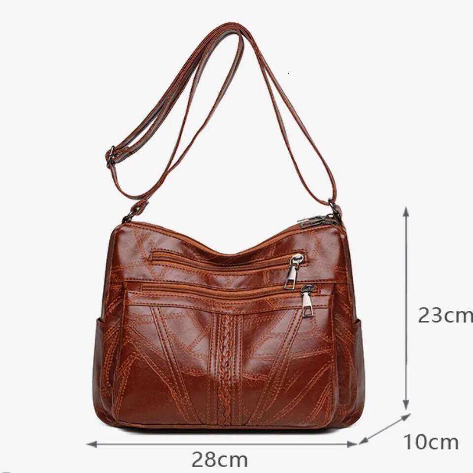 Multiple Pockets Soft Leather Hand For Mom Handbags Women Designer Shoulder Crossbody Bags Sac A Main