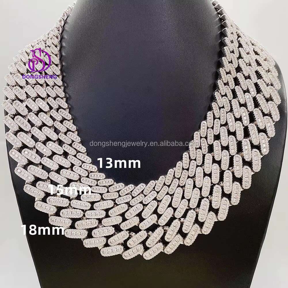 Crazy Hip Hop Chain 18mm Width Box Clasp Sterling Silver 925 Pass Diamond Tester Iced Out Ideal Cut Moissanite Cuban Necklace