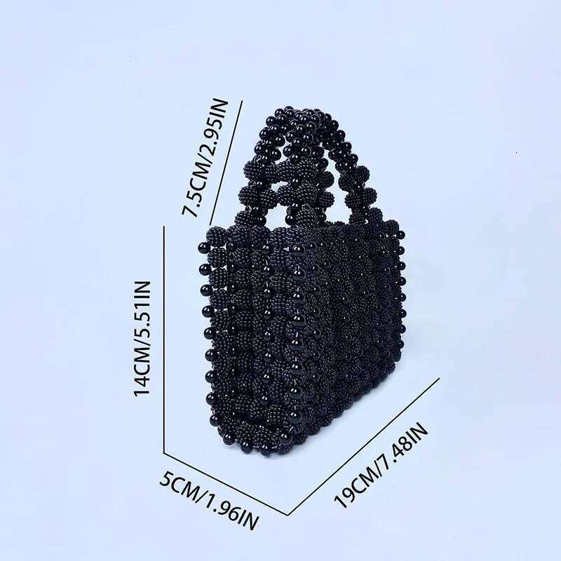 Women's Designer Black Pearls For Women Handbag Beaded Party Evening Handmade Hollow Woven Bag Wedded Clutch New Shoulder Bags