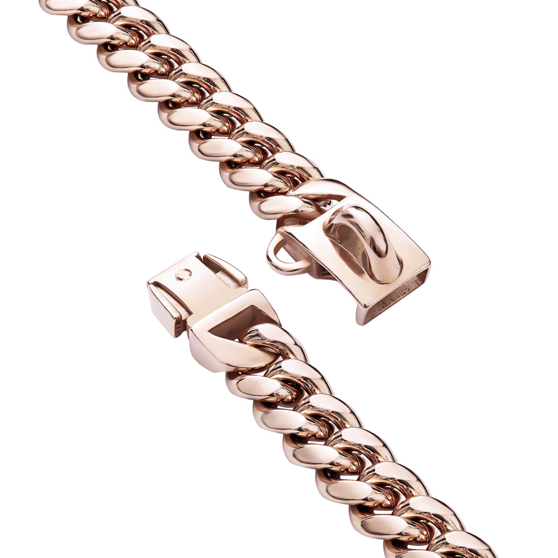 Luxury Stainless Steel Cuban Link Dog Collar with Secure Buckle - Gold, Silver, Rose Gold Finishes - for Small to Large Breeds (10-26 Inches)