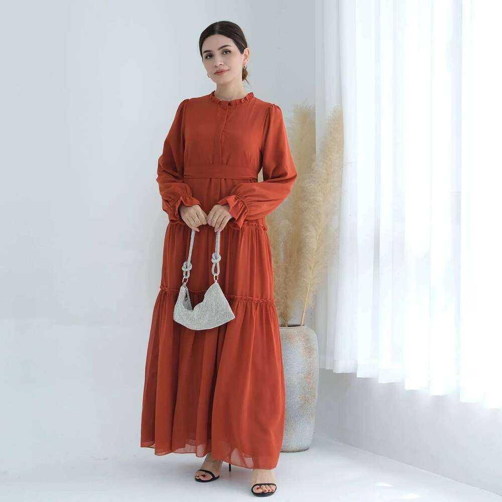 2024 New Solid Color Long Dress Muslim Women Modest Dresses Islam Clothing Elegant Ladies Party Abaya