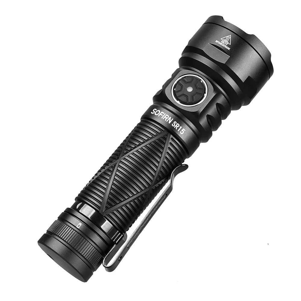 Sofirn SR15 Flashlight 4500LM SFT25R Powerful LED Light 21700 USB C Rechargeable 5V/3A Charge and Discharge Torch XJ250529