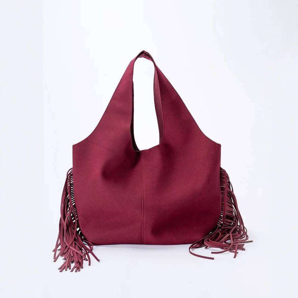 Women's Bags Designer NEW Long Tassel Shoulder Large Capacity Tote Faux Suede Handbag And Purses Half Moon Shopper Women Bag Cloud Bags