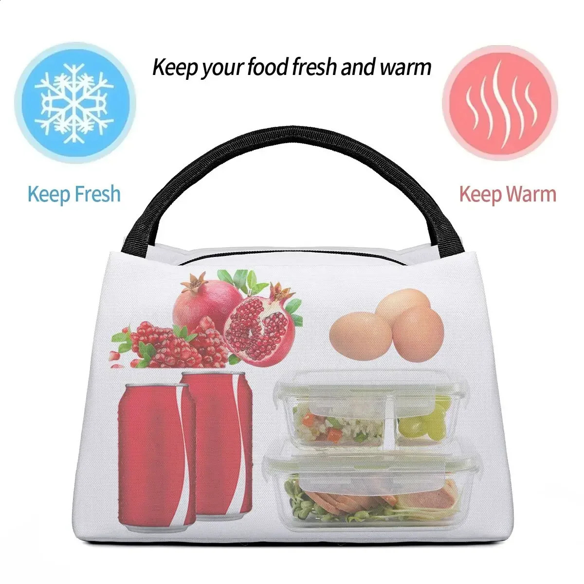 Abstract Paint Brush Lunch Bag For Women Pink and Orange Box Retro Outdoor Picnic Cooler Portable Thermal Bags 250528