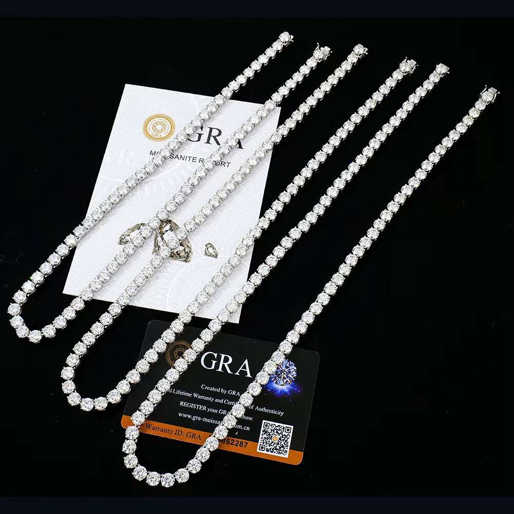 Custom Wholesale Mens 6mm Ice Out Hip-Hop Necklace Sterling Silver 925 Gra Tennis Lab Diamond Mossanite Moissanite Chain