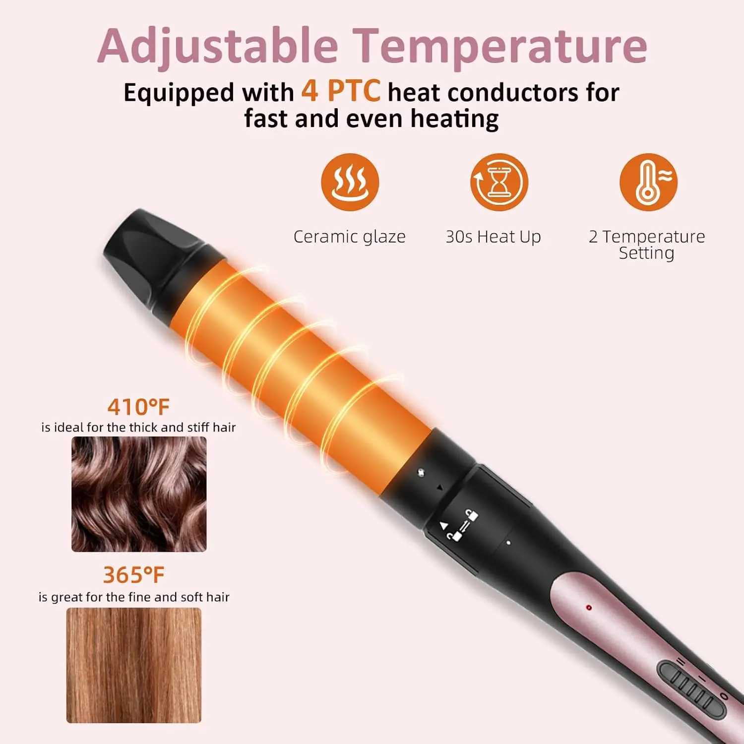 Thermal Brush 1.5 inch Heated Round Curling Brush 2-in-1 Hair Dryer and Styler Hot Straightener Comb with Detachable Head forXJ250528