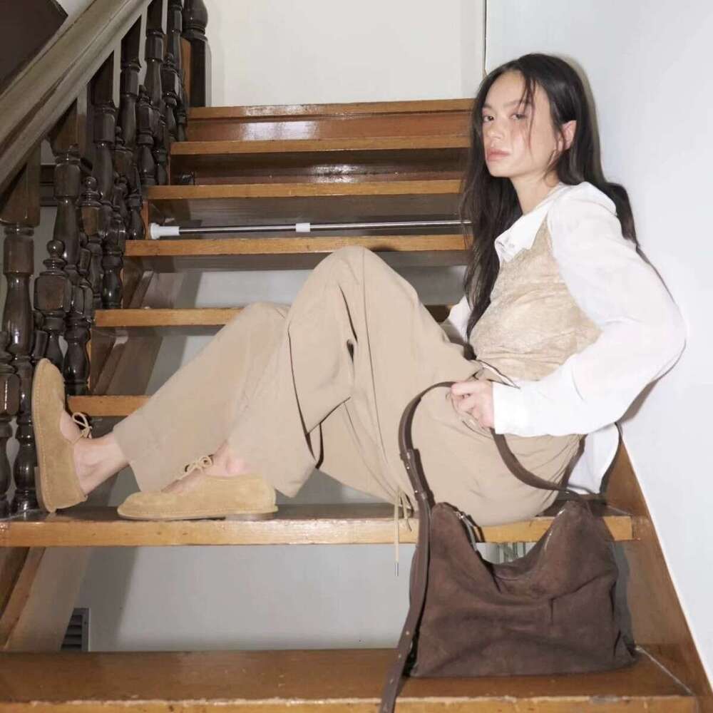 Korean Style Niche Lace-up Bowknot Round Toe Flat Ballet Women Spring Autumn Stitched Mary Jane Shoes