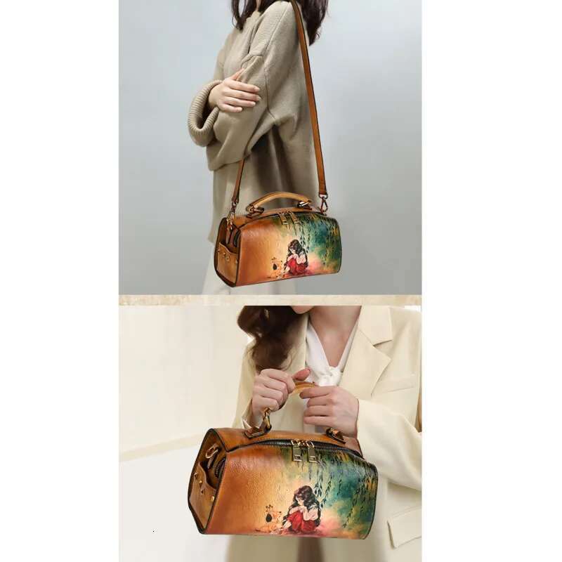 MOTAORA New Retro Leather Women's Shoulder Bag 2025 Trend Ladies Handdrawn Designer Handbag Women Bags Handbags