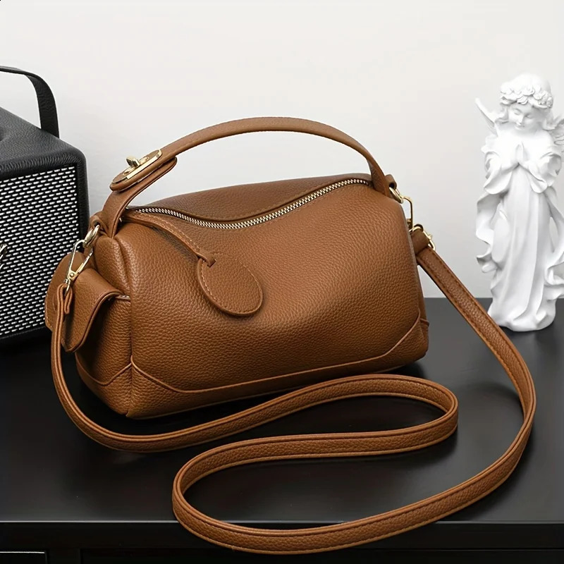 1pc Minimalist Solid Color Boston Bag with MultiPocket n Lightweight Crossbody Handbag for Women 250528