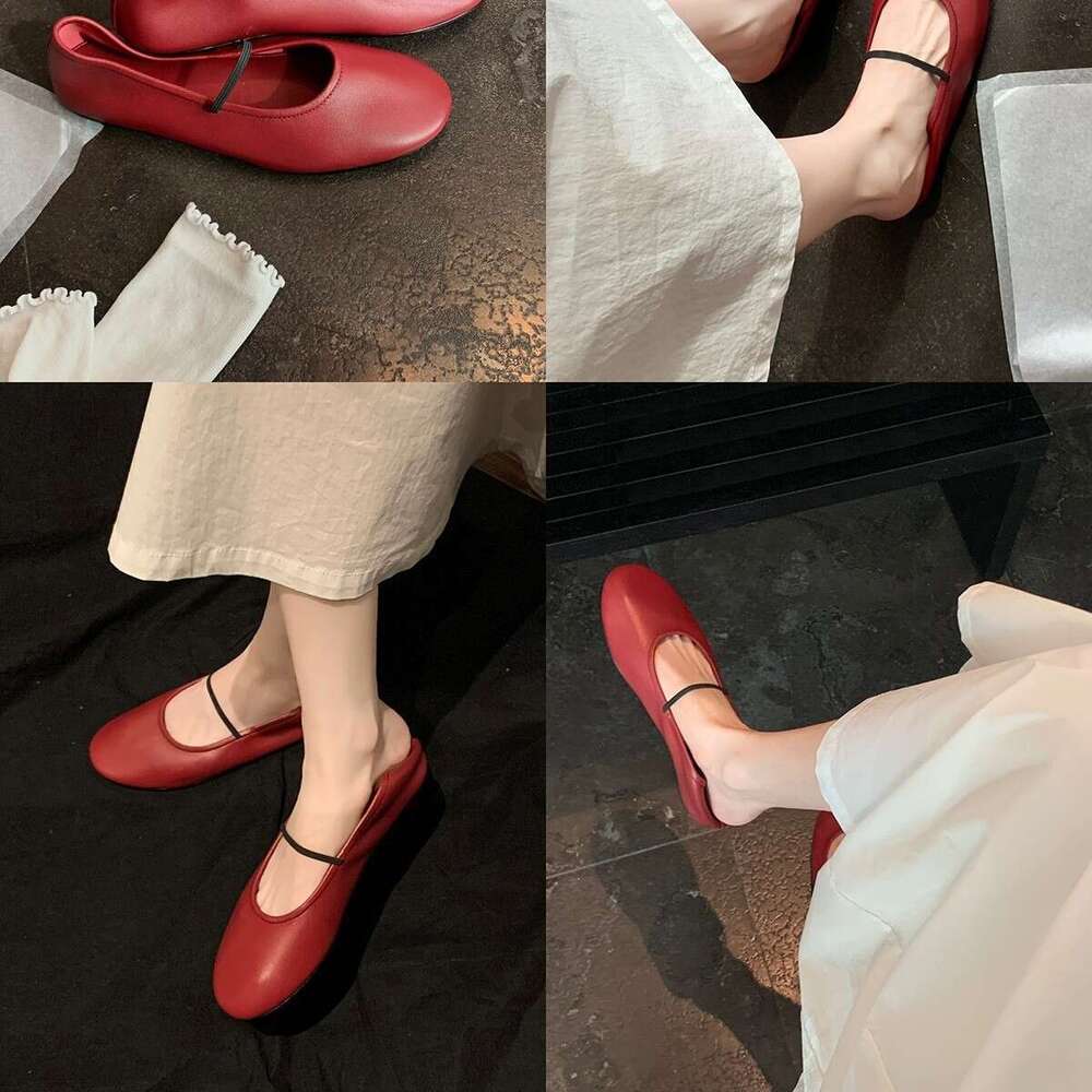 Grape Mom Style Soft Surface Round Toe Shallow Mouth One-Strap Mary Jane Women's Spring Summer New Single Grandma Shoes