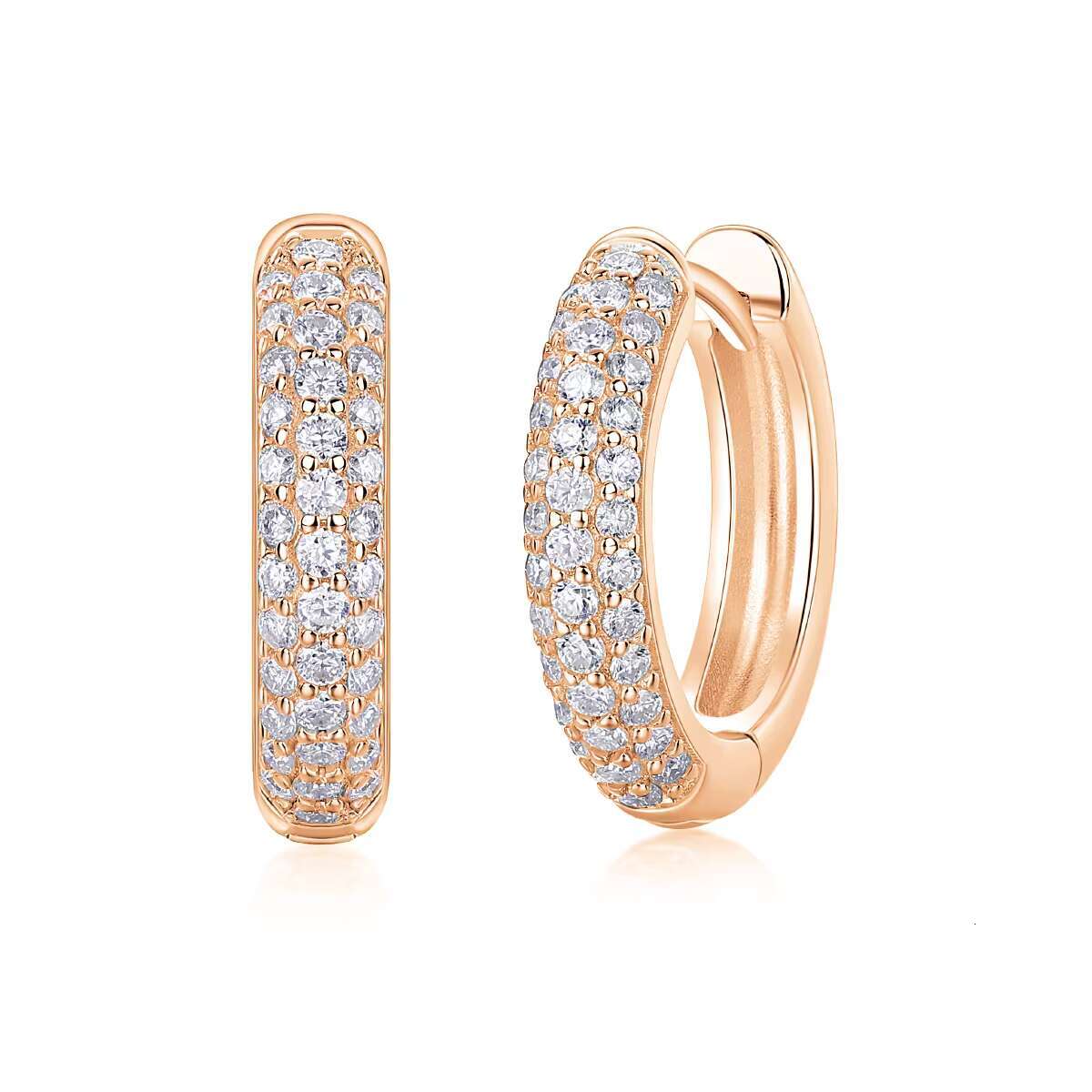E13197 New S925 Silver Pave Setting Moissanite Earring Wholesale Factory Price Full Circle Moissanite Huggie Hoop Earrings