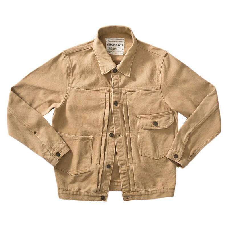 Women's Wear Heavyweight American Vintage Ameki Vertical Stripes Slim Fit Canvas Denim Workwear Jackets Autumn 100% Cotton Men's Coats Y2k