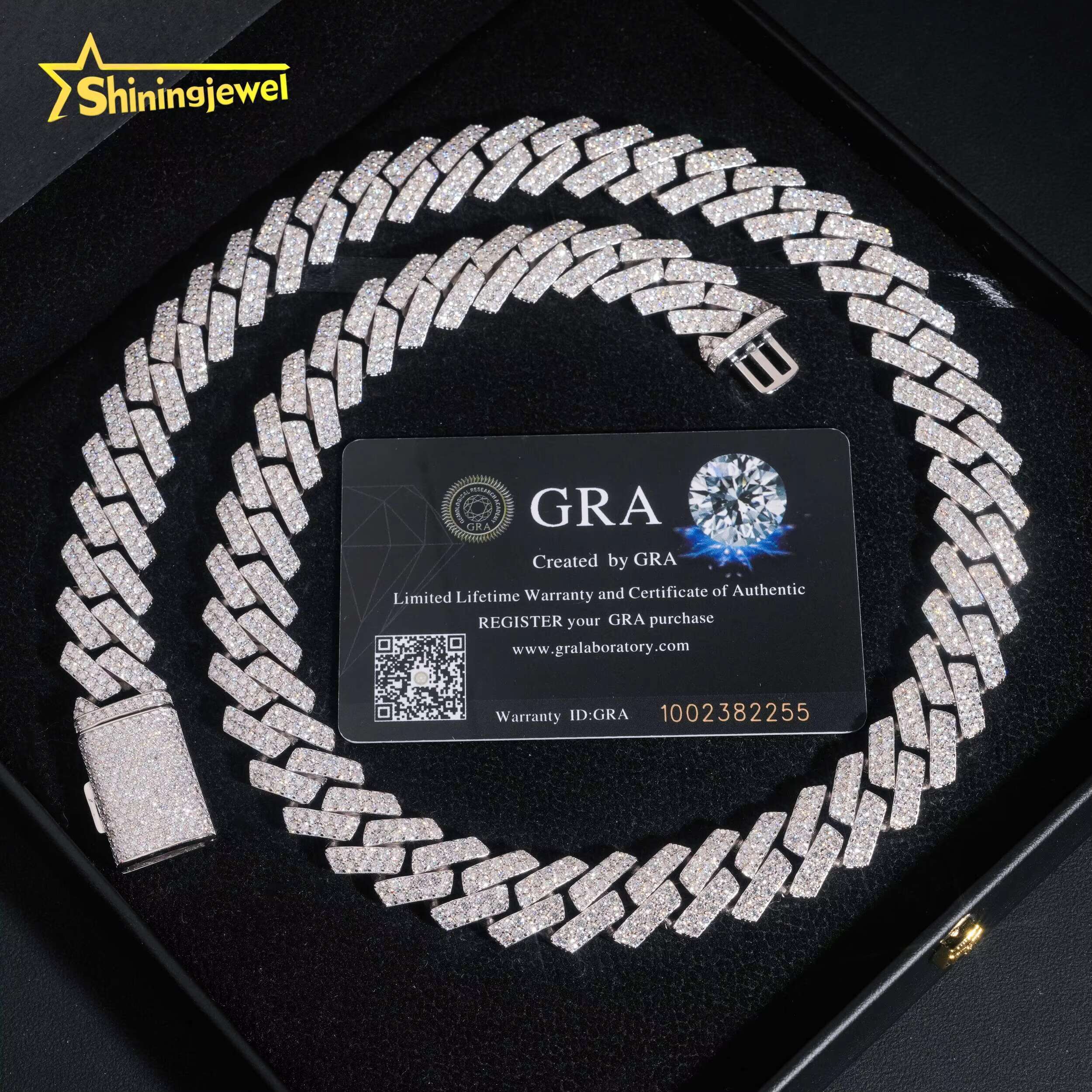Pass Diamond Test 16mm VVS Moissanite Cuban Link Chain S925 Gold Plated Diamond Iced Out Hip Hop Cuban Link Chain