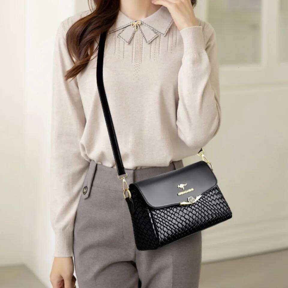 Handbag Designer Pu Leather Knitting Shoulder Messenger Crossbody Bags For Women Mother Bolsa Ladies Hand Bag