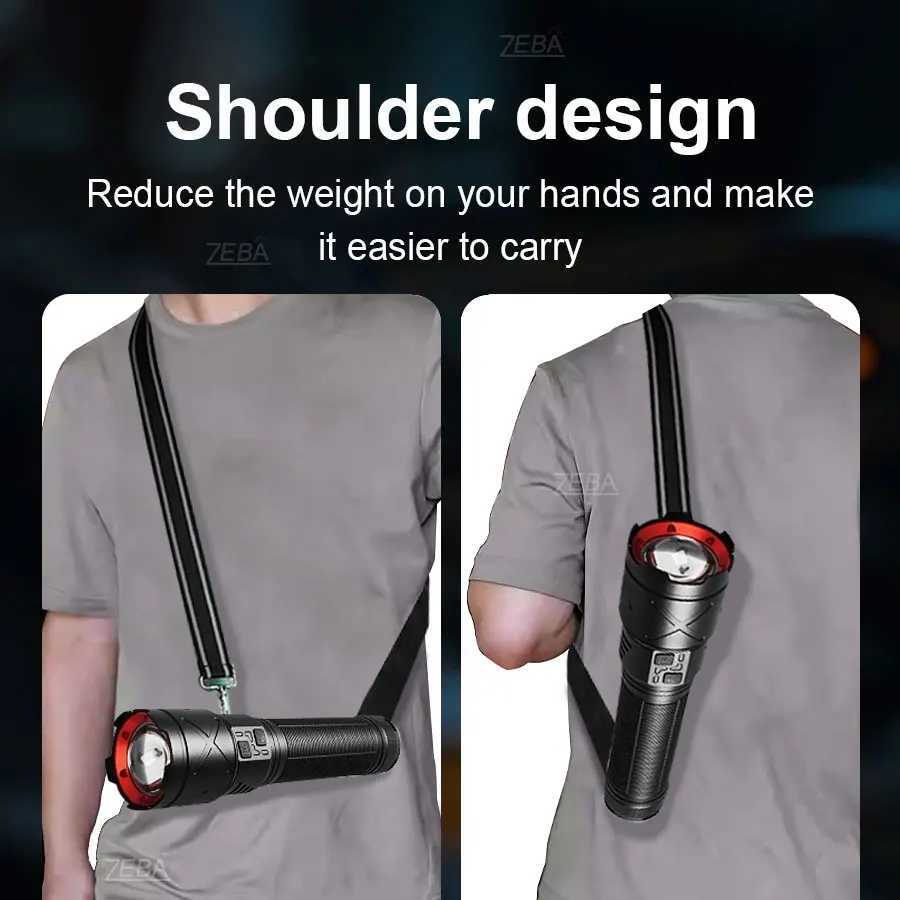 16000mAh High Power LED Flashlights Type-C Rechargeable LED Torch Zoomable Ultra Powerful Flashlight Outdoor Tactical LanternXJ250529