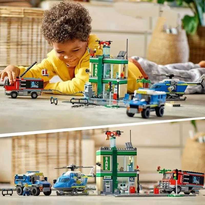 City Police Series Police Bank Chase Police Station Helicopter Truck Boy Building Block Toys Childrens Educational Toys W250529