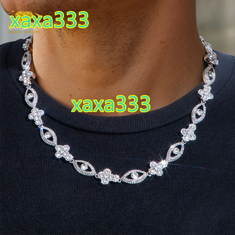 Iced Out Hiphop Jewelry 10mm 925 Sterling Silver Chain Infinity Cross Evil Eye Moissanite Cuban Link Bracelet Mens Chain