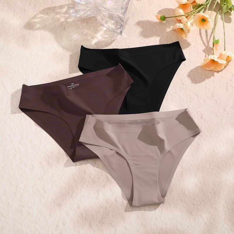 3PCSSet Women Sexy Panties Seamless No Trace Underwear Low Rise Briefs 9 Solid Colors Breathable Intimates Lingerie Ultra Thin 250526