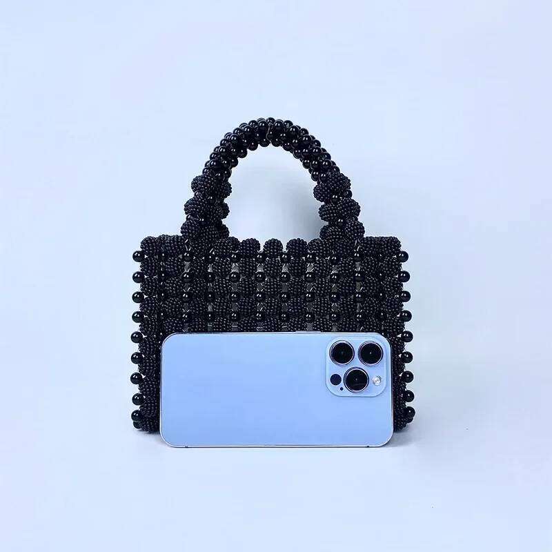 Women's Designer Black Pearls For Women Handbag Beaded Party Evening Handmade Hollow Woven Bag Wedded Clutch New Shoulder Bags