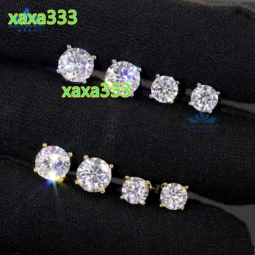 2025 Classic Style Girl Present Gift 5mm 6.5mm 8mm Round Shape Pass Diamond Tester Moissanite Stud Earrings 925 Sterling Silver
