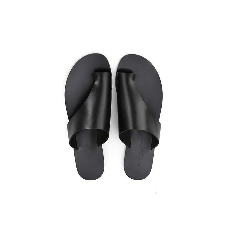 In Stock Su Yinyin Same Style Lazy Loose Genuine Leather Toe Post Flat Slippers for Women Summer Outdoor Fashion Sandals